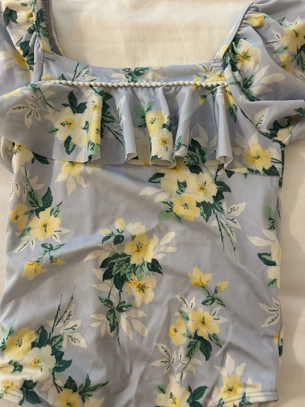 Janie and Jack Light Blue Floral One-Piece Swimsuit